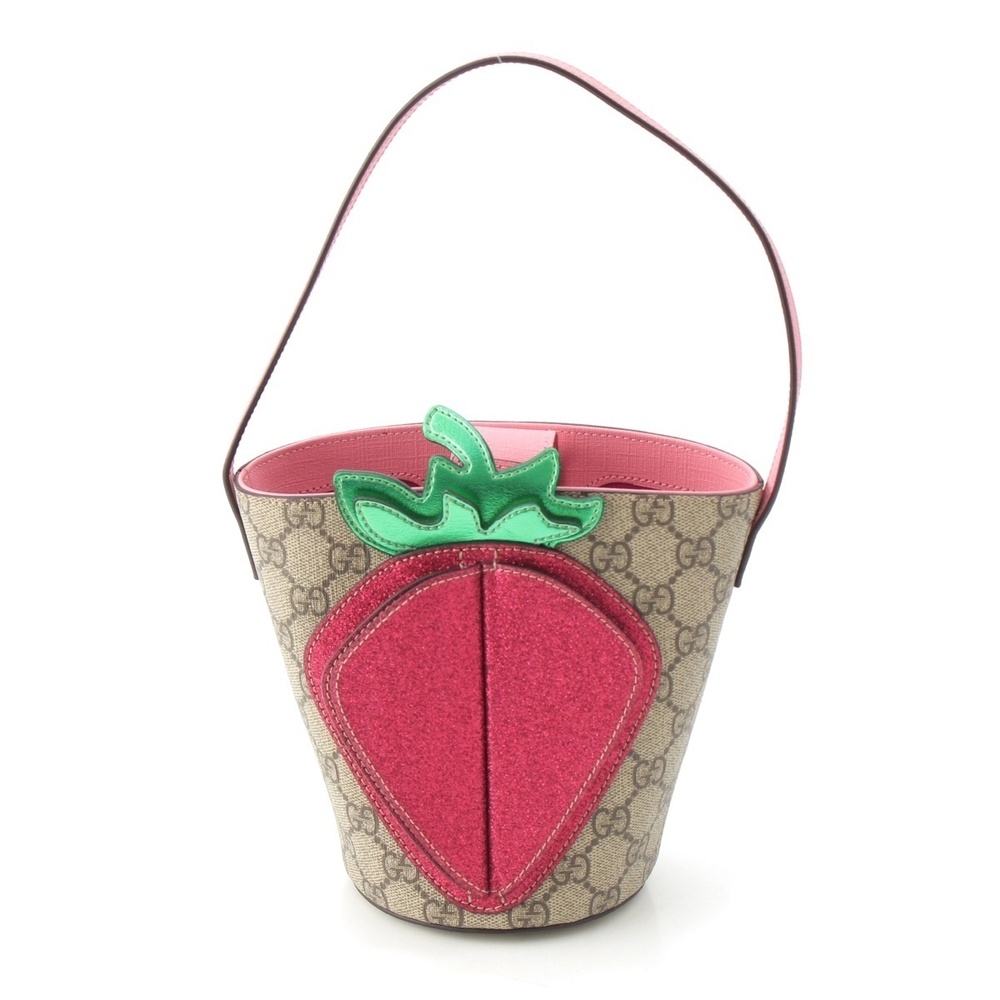 Gucci GG Supreme Strawberry Handbag Beige